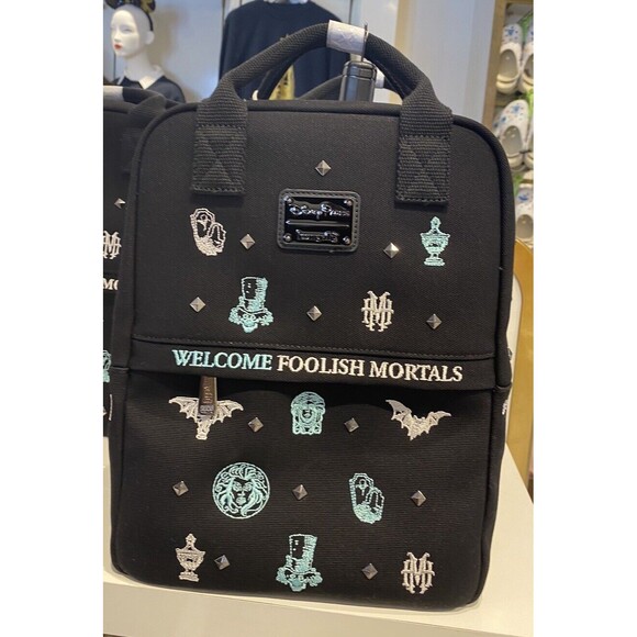 2024‎ Disney Parks Loungefly Haunted Mansion Canvas Backpack Leota Hatbox Ghost - Picture 1 of 2
